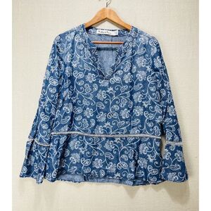 Madeline Clothing‎ Top Women's Medium Bohemian Long Sleeve Paisley Rayon Hippie